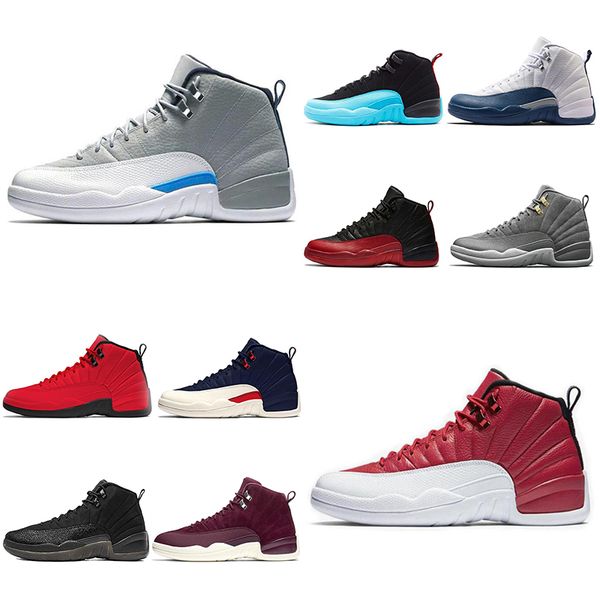 

2020 fashion jumpman 12 12s dark grey men basketball shoes reverse taxi game royal flu mens trainers sports sneakers size 7-13