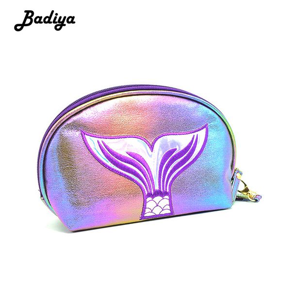 

2020 новый mermaid cosmetic bag лазерная fishtail полукруг красоты дело радуга магия цвета сцепления cosmetic pouchs женский макияж сумка