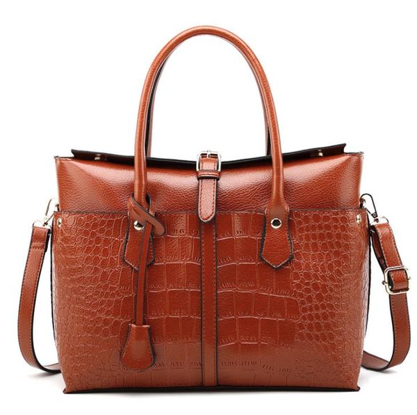 

european and american selling 2020 new retro women's bag trend fashion crocodile pattern portable briefcase shoulder diagonal cross big
