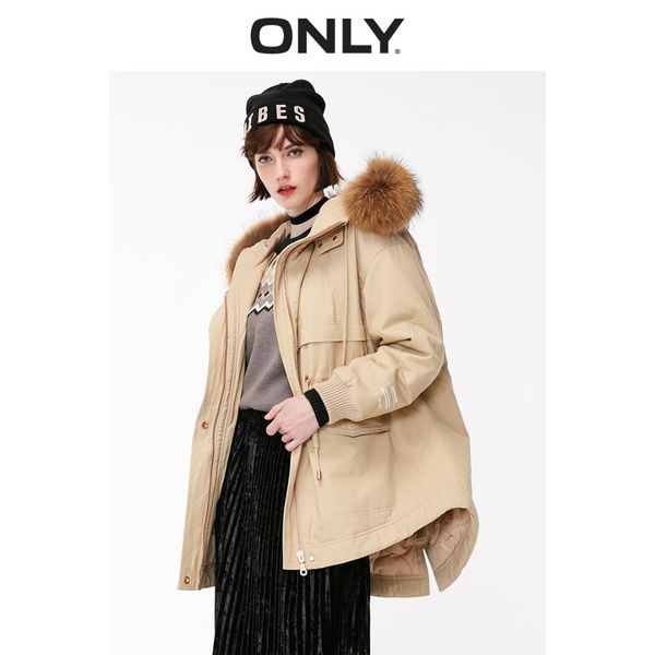 

only winter 2009 new alphabetic drawstring chic racoon female with loose collar and hat cotton dress | 119122501, Black