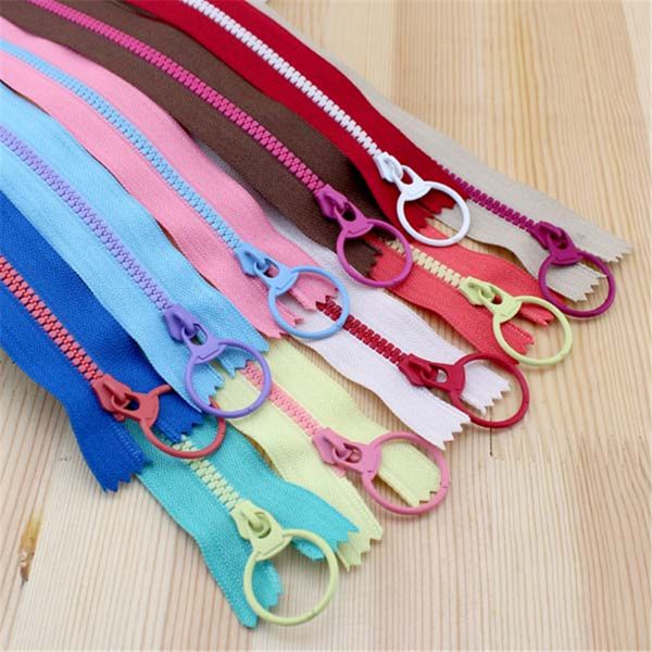 

30cm 40cm length 3# contrast color resin zipper lifting ring zipper puller diy handwork bag 10pcs/lot, Black