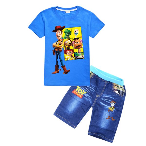 

мальчики девочки детская одежда набор лето мультфильм топы футболка + джинсы костюмы спортивный костюм детская одежда детский спортивный кос, White