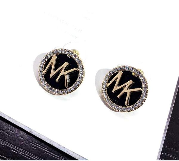 

2020 korean version of the trend of rhinestones 925 silver needle net red letters diamond stud earrings simple temperament earrings, Golden