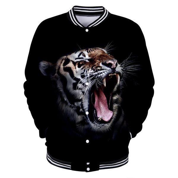 

2018 tiger 3d funny print baseball jacket autumn women/men popular harajuku jacket coats casual fashion clothes, Black;brown