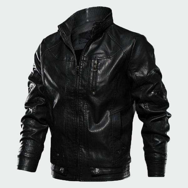 

мужская новые кожаные куртки мотоцикла pu пальто мужской весна осень повседневная кожа zippper пальто slim fit мужская брендовая одежда ml21, Black