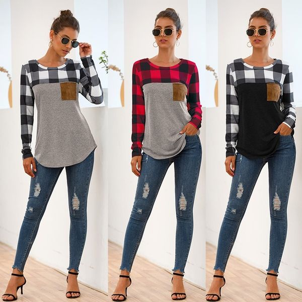 

women long sleeve blouses ladies patchwork pullover sweatshirts loose round neck cotton t-shirts autumn and winter casual, White