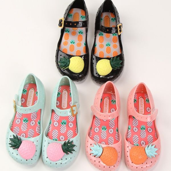 

ins children's hole shoes mini melissa baby girl fruit summer sandal pinapple hole candy shoes kids girl beach mn011, Black;red