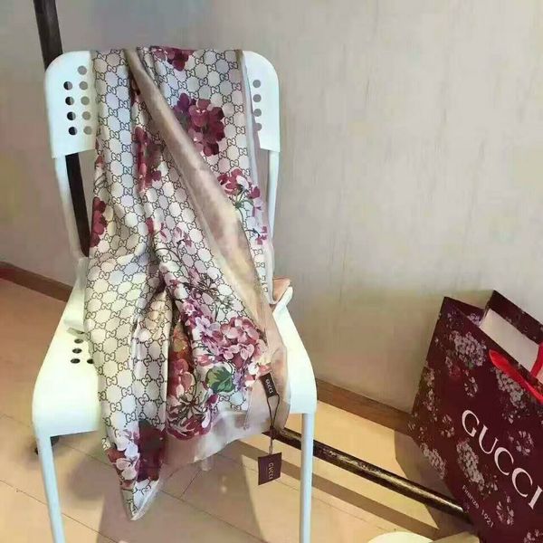 

2019 fashion autumn and winter brand imitation silk new silk scarf eternal classic size 180x70cm, Blue;gray