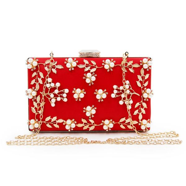 

women clutches pearls evening bag clutch purse bags(red