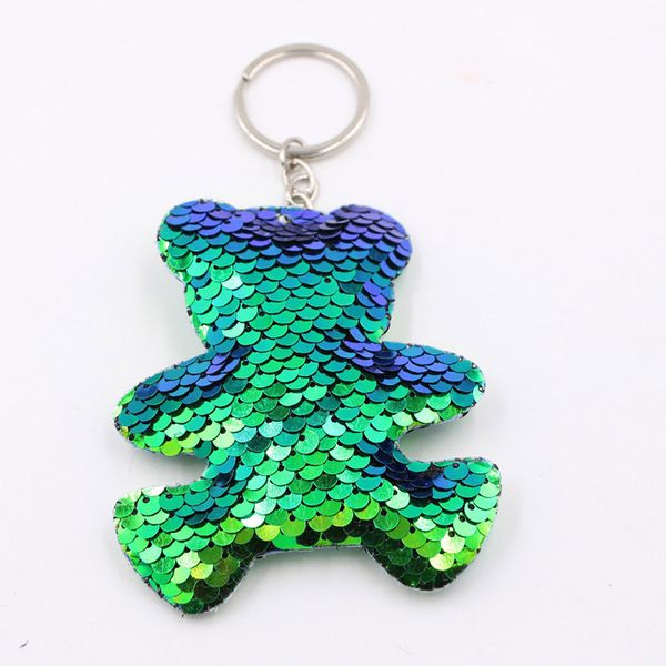 

2019 european and american men and women new sequins bear keychain pendant cute bag pendant ing, Slivery;golden