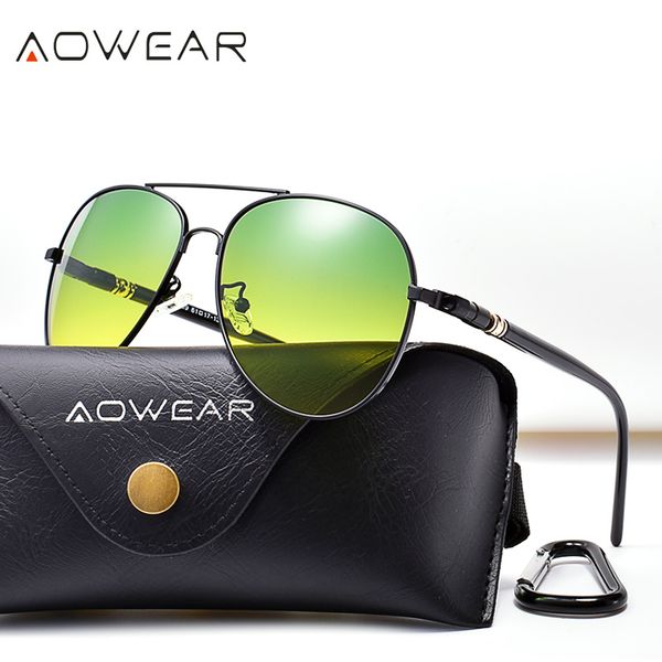 

aowear day night vision sunglasses men polarized aviation day and night sight car driving glasses anti-glare hd driver goggles, White;black