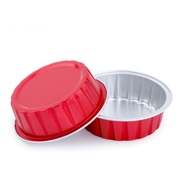 

60ml mousse cup cake mold aluminum foil baking cup pudding cheese mould restaurant dessert tray colorful cake model with lid