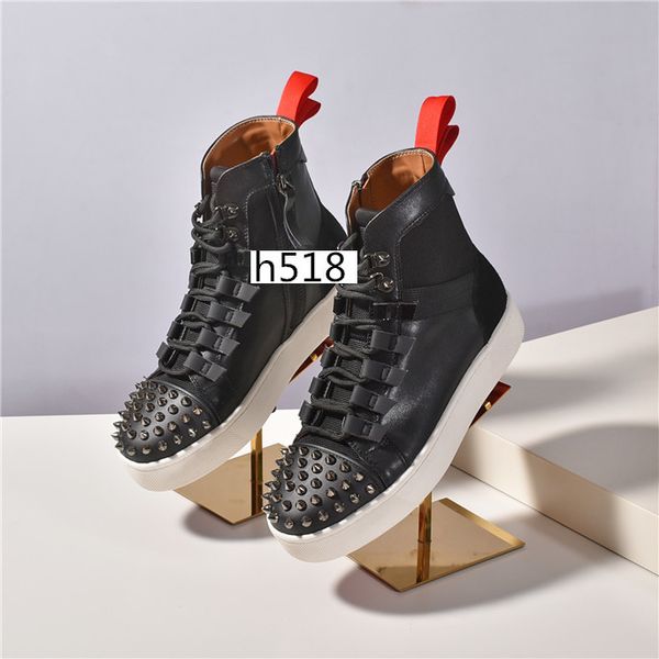 

with box new red bottoms crystal leather sneakers mens shoes womens rivet spiky junior spike sock krystal donna red bottom1, Black