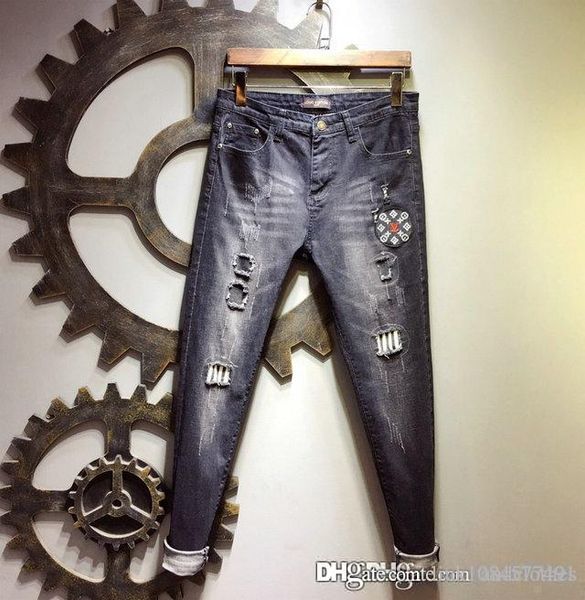 

19ss mens designer jeans skinny fashion designer shorts slim motorcycle causal mens denim pants hip hop jeans hole mens designer pants, Blue