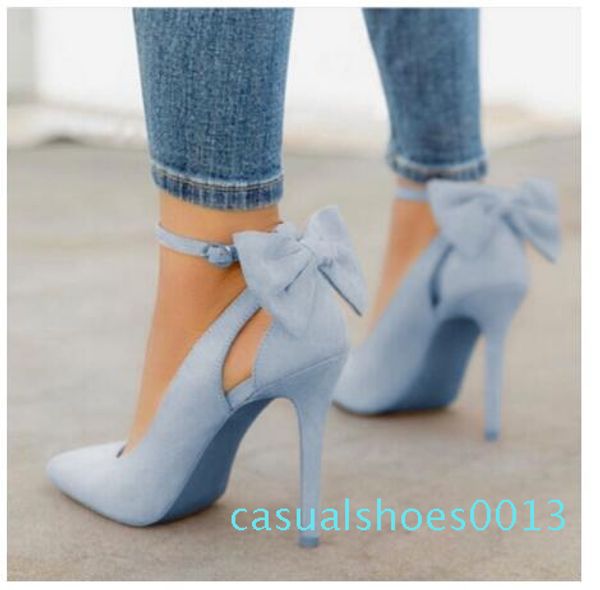 

new women high heels bow pumps stiletto pointed toe fashion party pumps ladies wedding shoes c13, Black