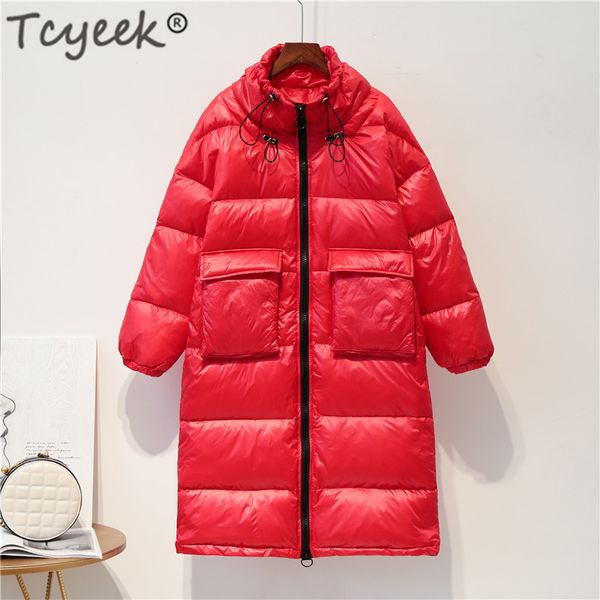 

tcyeek fashion winter down jacket women clothes 2019 korean brand light duck down coat female thick warm parka hiver lw1627, Black