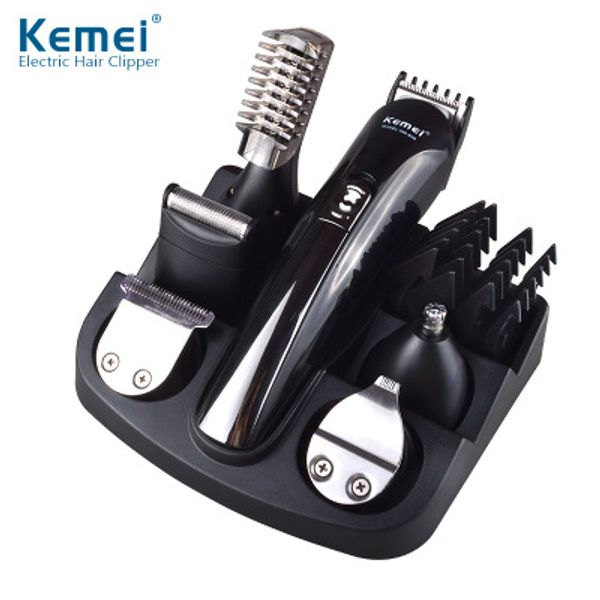 

Kemei 6 in 1 Titanium Hair Clipper Electric Shaver Bread Nose Hair Trimmer Cutters Full Set Family Personal Care Free Shipping B