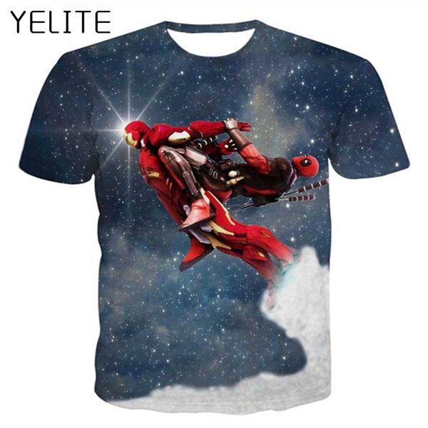 

yelite мультфильм футболка cool одежда смешная одежда хип-хоп тройники 3d топы футболка мужчины с коротким рукавом мужской моды homme, White;black