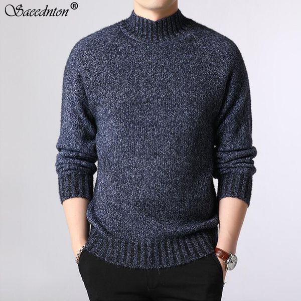 

2020 новый зимний толстый теплый кашемировый свитер мужчины водолазка мужские свитера slim fit пуловер мужчины классический шерстяной трикот, White;black