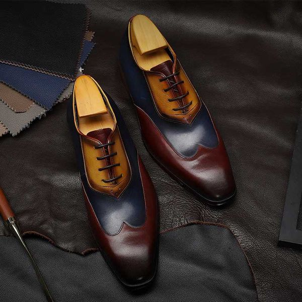 

мужские brogue oxfords платье обувь натуральной телячьей кожи остроконечные toe узелок мужской формальная обувь свадебная обувь партии, Black