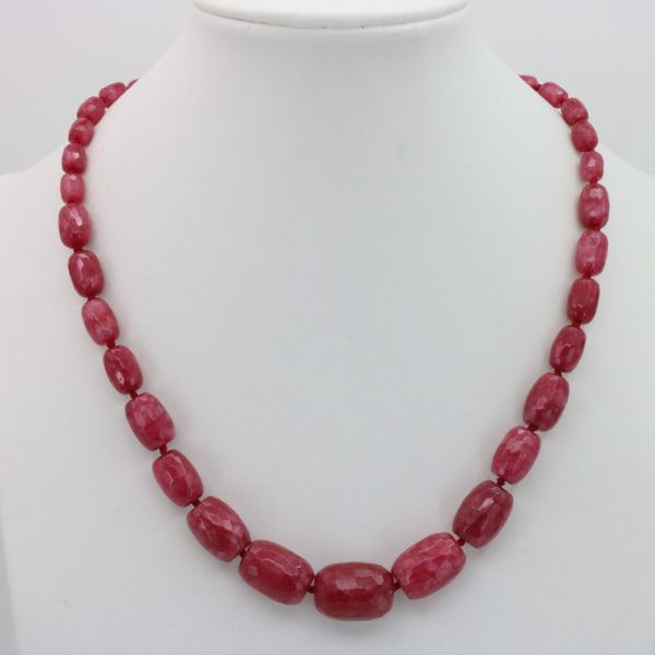

wholesalered chalcedony faceted tower chain 8-20mm column beads shape necklace 19 inches diy stone suitable for women jewelry, Silver