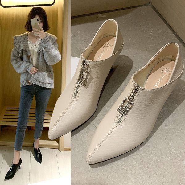 

women's rubber boots booties woman 2019 high heels crystal female shoes zipper luxury designer rain stiletto rhinestone ladies, Black