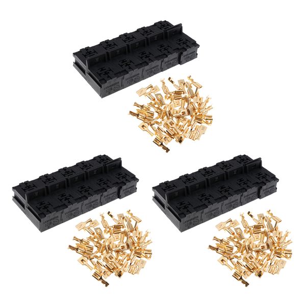 

30set car 12v/24v 30a-80a 5p relay socket holder , 6.3mm connector terminals