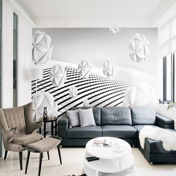 

home wall custom large mural 3d wallpaper modern creative 3d space geometric sphere living room mural tv back wall decor deep 5d embossed
