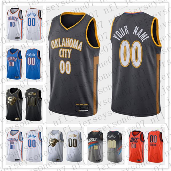 

2020 custom mens womens youth oklahoma city thunder orange black white blue throwback basketball edition jersey