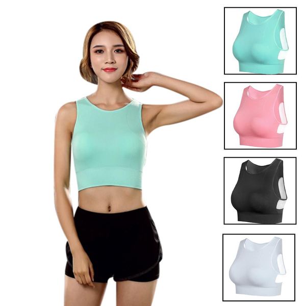 

professional absorb sweat athletic running women sports bra gym fitness seamless padded vest tanks #l4, White;black