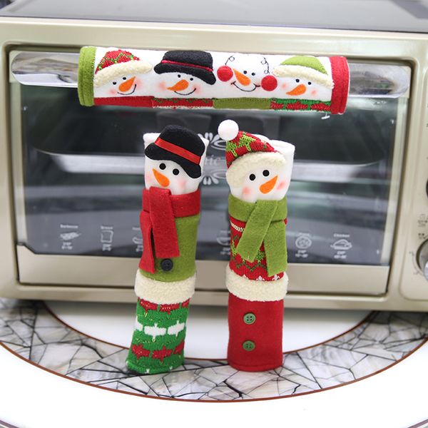 

new 3pcs protective cover for refrigerator door handle christmas decoration microwave door refrigerator handle sets kitchen deco