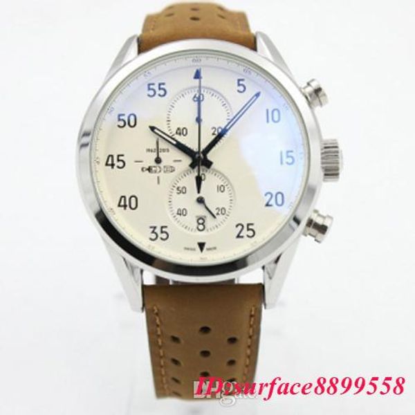 

Новый Carrea Калибр 1887 SpaceX Quzrtz В.К. Chronograph Flyback Секундомер коричневый кожаный ремень М