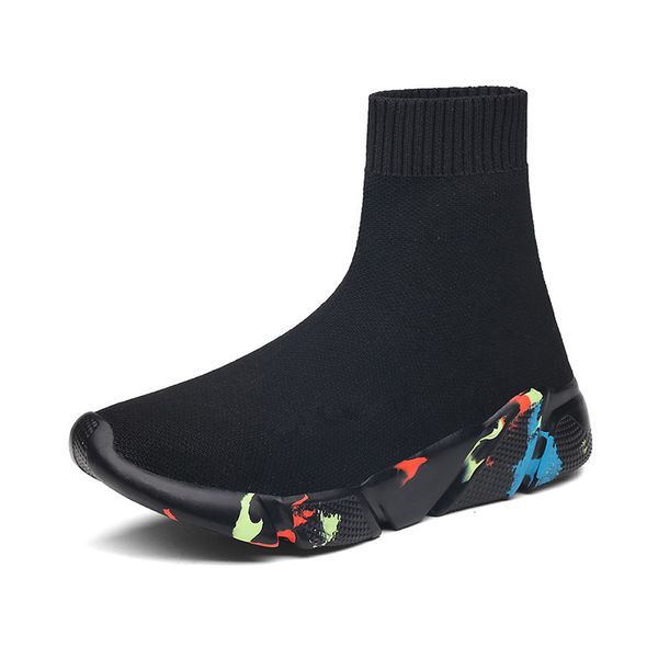 

new sneakers women flat knitting ankle boots plus size autumn ladies sock boots platform breath soft comfort female shoes, Black