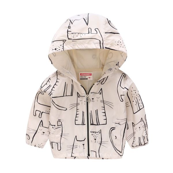 

boy girl clothes spring autumn hooded jacket coat fashion cartoon printing kids outerwear 2019 baby quality child wear, Blue;gray