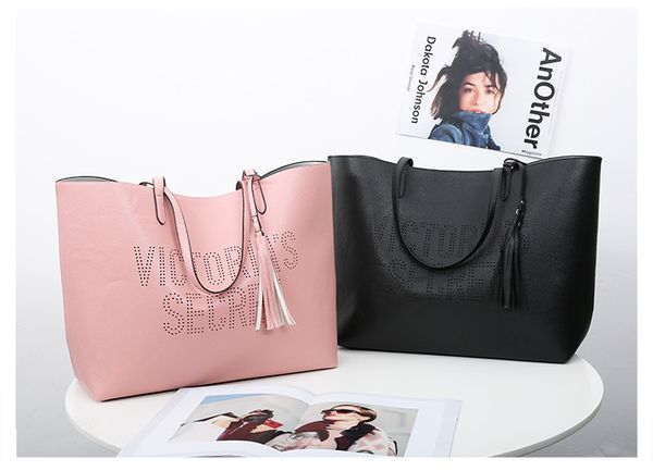 

2pcs/set vs love pink girl bag travel duffel bag women Travel SHOULDER Handbags beach large secret capacity shopping bags