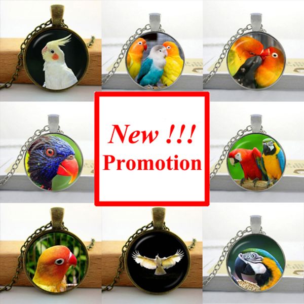 

new fashion glass dome necklace parrot necklace bird pendant cute animal glass picture pendant, Silver
