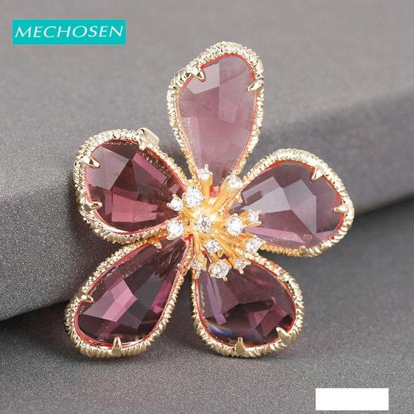 

mechosen luxury big flower cz zircon gold brooch wedding scarf sweater clothing jewelry fashion lapel pins women girl gifts 2019, Gray