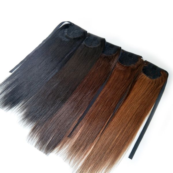 Extension per capelli umani Remy al 100% Coda di cavallo ondulata Avvolgente Coda di cavallo Estensione per capelli Dritto Un pezzo Avvolgere Coda di cavallo Parrucchino per donna