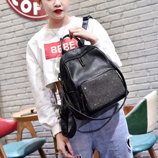

korean-style backpack women's 2019 new style fashion women's backpack casual soft leather small