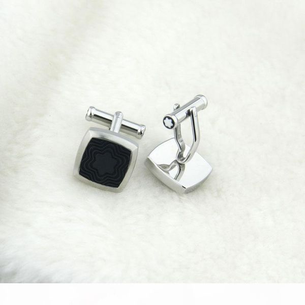 

luxury stainless steel male cufflinks in star design with black for men never change color can use in business fair meeting with box, Silver