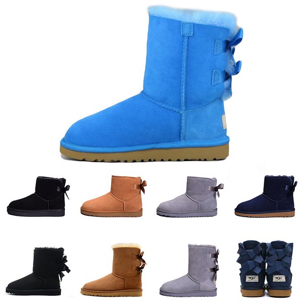 

luxury designer wgg snow boots women's australia classic ankle boots black grey chestnut navy blue women girl bow half boots size eur 3