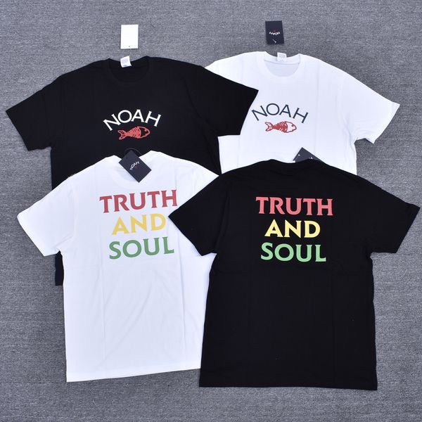 

send packing bag high street tide brand noah 19ss fishbone logo mens designer t-shirt fish bone hip-hop loose short-sleeved us wholesale, White;black
