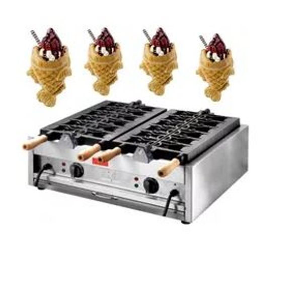 

for commercial use110v 220v electric 6 pcs ice cream taiyaki machine fish waffle maker big size fish