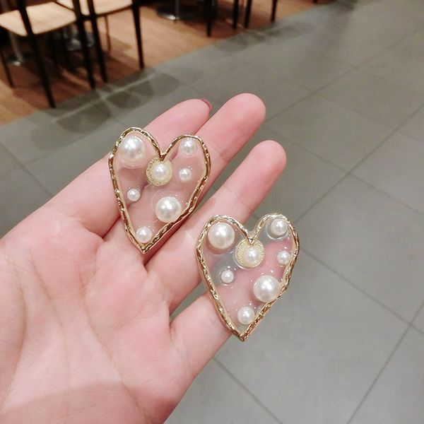 

timeless wonder glam faux pearl heart star stud earrings party gown women jewelry kpop gothic christmas sweet ins cute 5392, Golden;silver