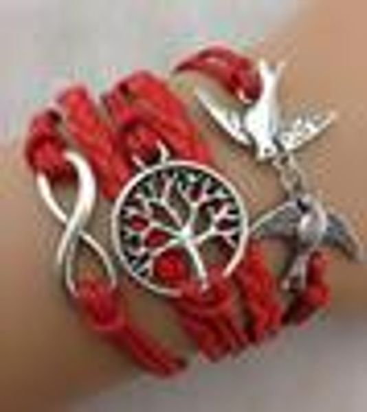 Atacado-visão árvore infinito pulseira de vida em prata, amor bracelete, pulseira de couro modelo de joalharia no.hy1086