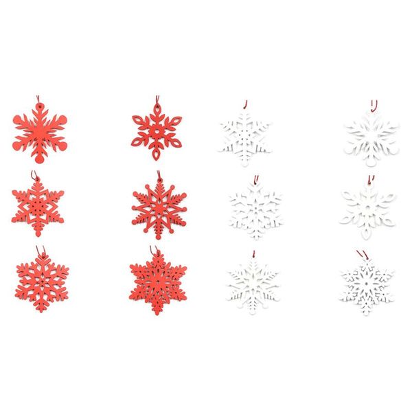 

set of 6 wooden hanging hollow snowflakes pendants xmas tree ornament christmas party decoration santa diy wood craft kids gift