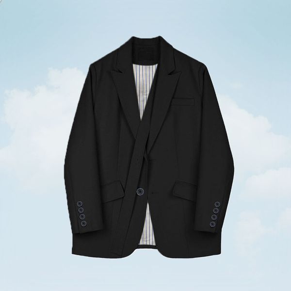 

2020 женщины бандаж темперамент сплайсированные блейзер новый лацкан с длинным рукавом свободного покроя куртка мода прилив весна осень женс, White;black