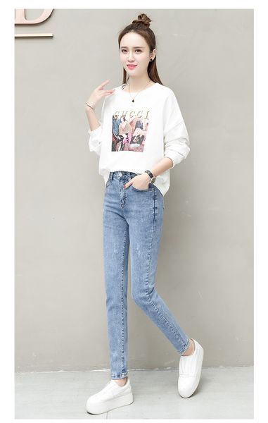 

light blue the new pants of the cultivate one's morality contracted joker tall waist foot nine points leggings