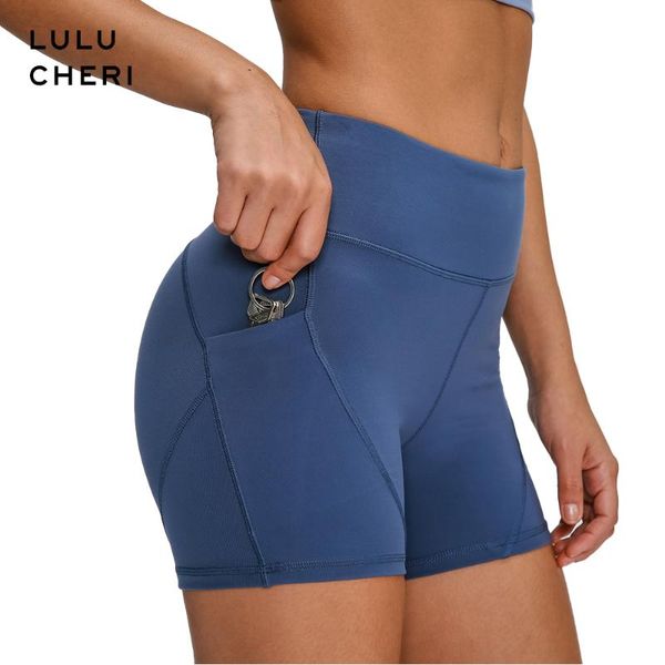 

women yoga shorts with pocket high waist gym sports workout fitness tight tummy control athletic slim push up short leggings, White;red