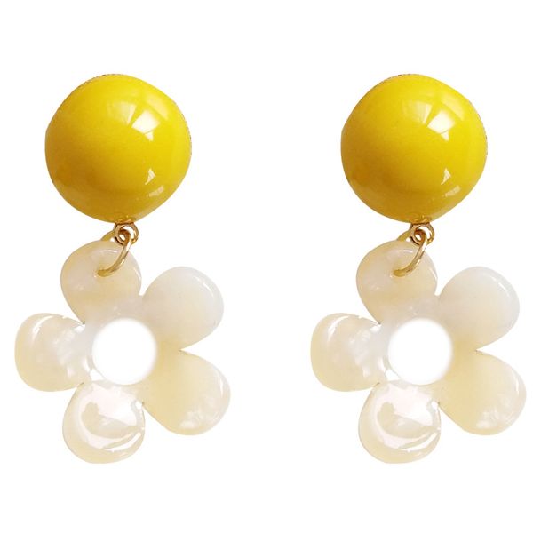 

lovely trendy korean resin hollow flower clip earrings no ears hole acrylic daisy flower clip earrings for women summer, Silver